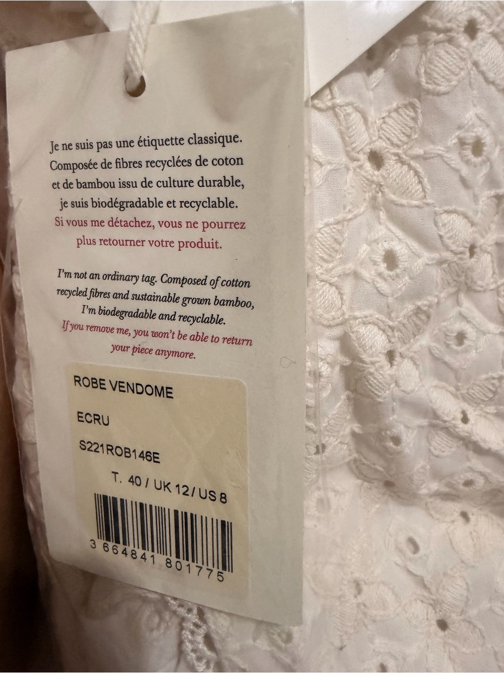 Sezane Ecru Eyelet Ruffle Midi Dress - Picture 6 of 6
